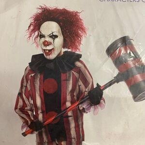 Nightmare Clown Costume Evil Scary Clown Halloween Cosplay Suit Mask New XL Kids